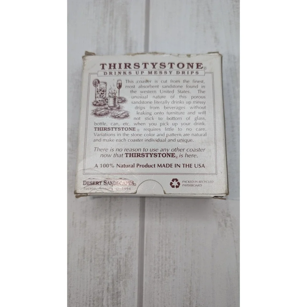 Vintage Thirstystone Hummingbird Sandstone Coasters Set of 4 New Old Stock Box